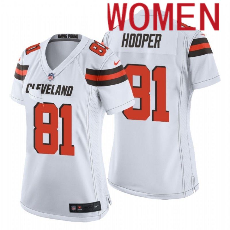Women Cleveland Browns #81 Austin Hooper Nike White Game NFL Jersey->women nfl jersey->Women Jersey